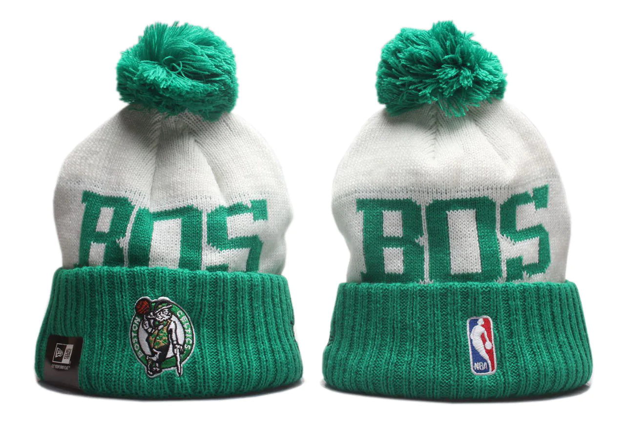 New Era Official NBA Sideline Sport Embroidered Cuffed Knit Hat with Pom