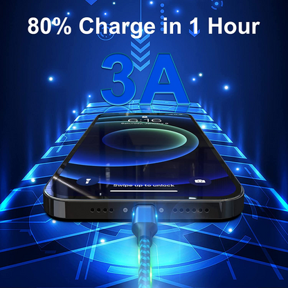 6 Pack Apple Mfi Certified iPhone & iPad Charger Long Lightning Cable Fast Charging High Speed Data Sync USB Cable