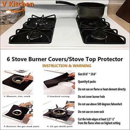  Gas Range Stove Burner Covers - 6 Pack