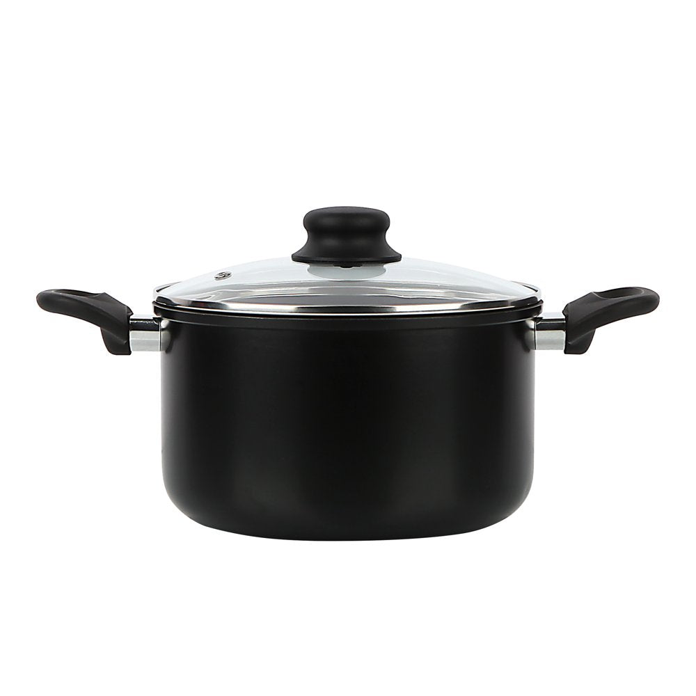 Aluminum Black Non-Stick Coated 5QT Dutch Oven with Glass Lid