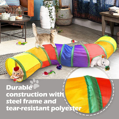 Cat Toys Tunnels Collapsible Pets Cat Jungle Tunnels Kitty Toys Balls