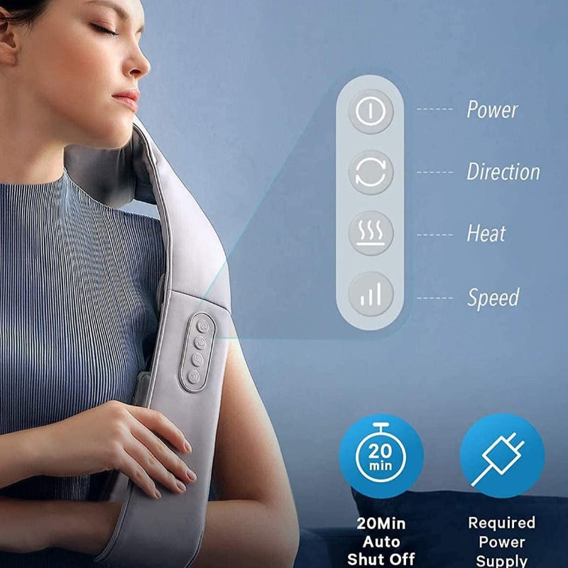 Shiatsu Neck & Shoulder Massager with Adjustable Heat and Straps