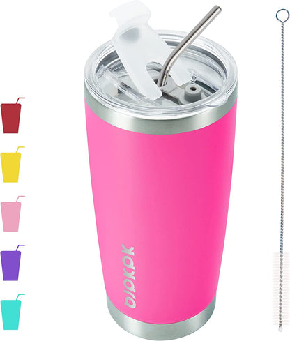 20 oz Insulated Tumblers With Lid And Straw Stainless Steel Coffee Tumbler Cup,Green
