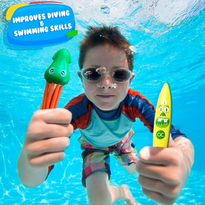 30 Pcs Pool Toy Set with Storage Bag & Water Toys Swim Learning & Diving Skill Development for Kids