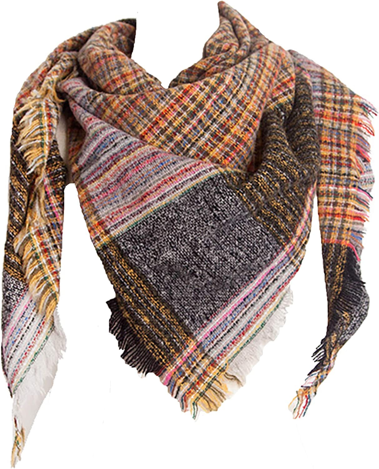 Women's Warm Scarf Triangle Plaid Shawl