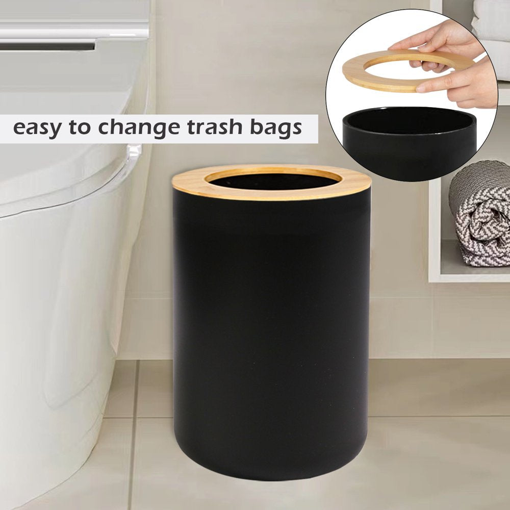 6 Pieces Bath Set- Soap Dish Toothbrush Holder Rinse Cup Lotion Bottle Trash Can Toilet Brush - Practical Toilet Kit for Home Washing Room，Black