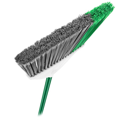 Broom Dustpan Green Electrostatic Powder Coated Steel Handel PET Broom Fibers