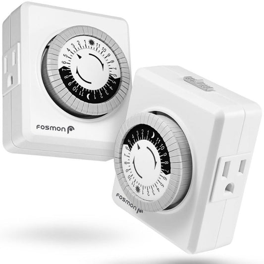 Indoor 24 Hour Mechanical Timer Outlet 3-Prong Grounded, ETL Listed