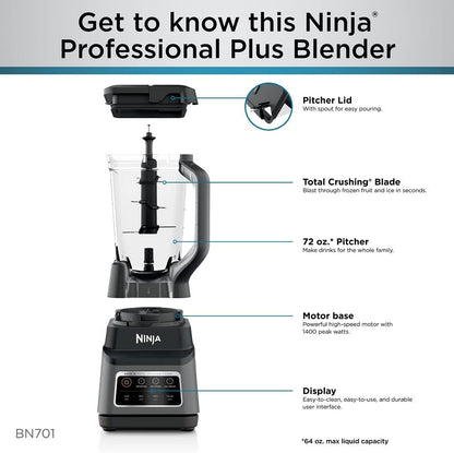 Ninja Professional Plus Bender, 3 Functions for Smoothies, Frozen Drinks & Ice Cream 