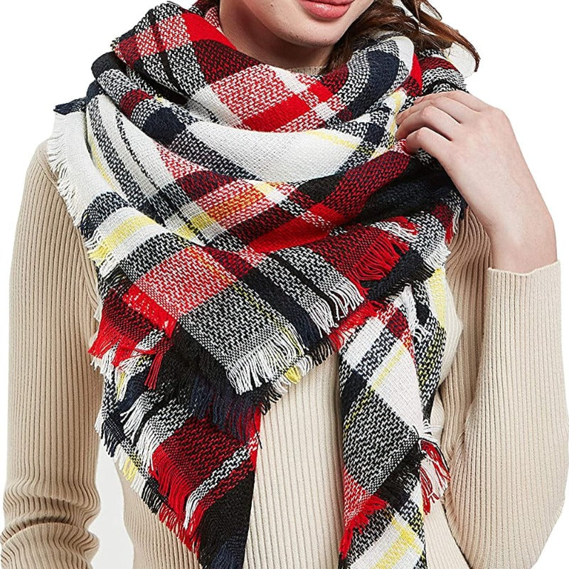 Women's Warm Square Plaid Scarf