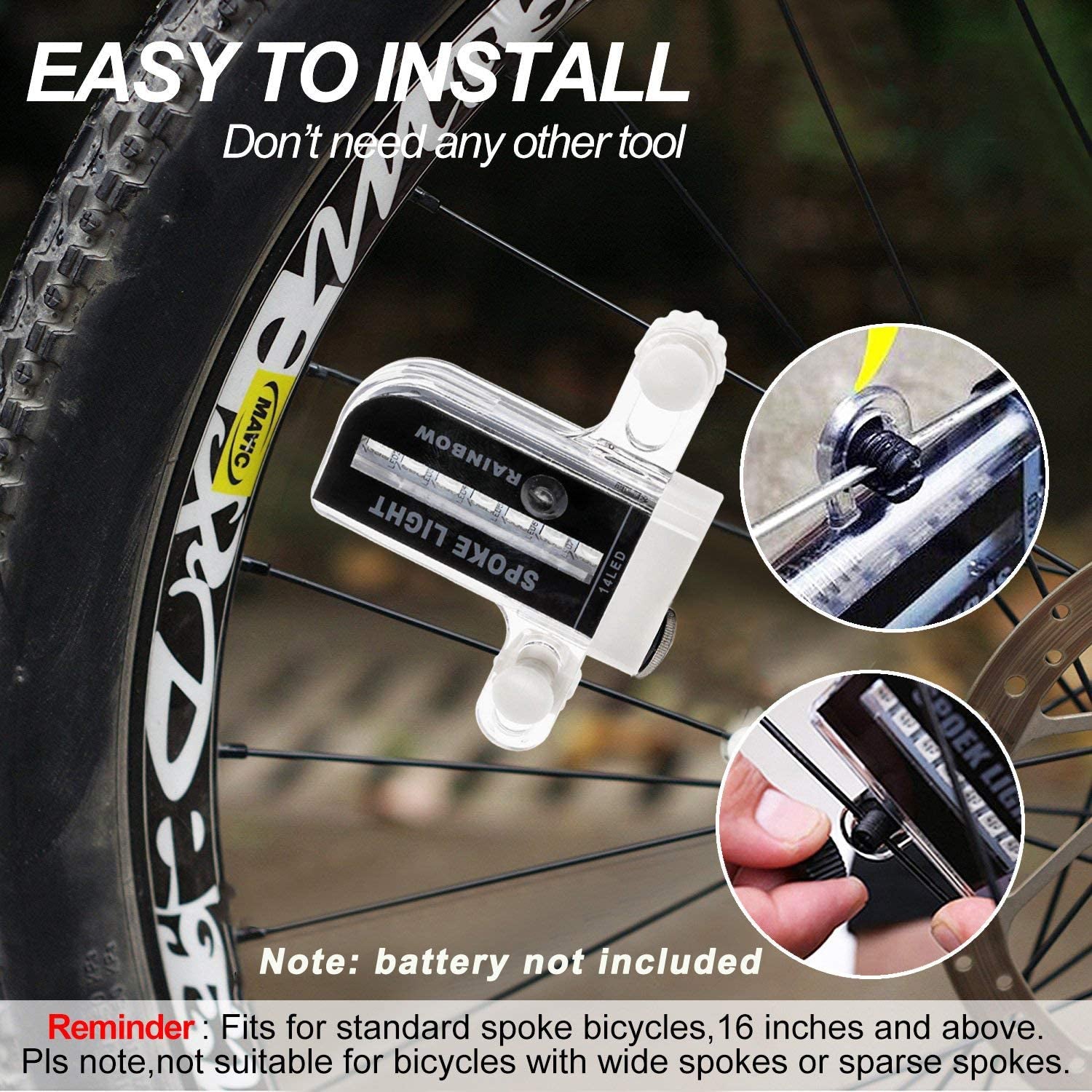  Bike Wheel Lights, Bicycle Wheel Lights Waterproof RGB Ultra Bright Spoke Lights 14-LED 30pcs Changes Patterns -Safety Cool Bike Tire Accessories Kids Adults-Visible from All Angle