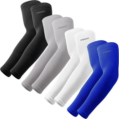 4 Pairs UV Sun Protection Arm Sleeves for Men & Women - UPF 50 Sports Compression Cooling Arm Sleeves