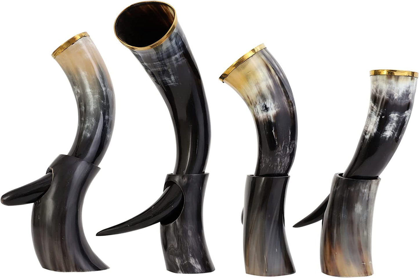 Viking Drinking Horn Mug | Handmade Drinking Horn with Mjolnir Engraved Tankard | Food Safe Medieval Game of Thrones Horn | For Hot & Cold Drink (1 Piece)