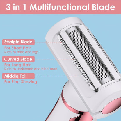 4-in-1 Electric Razor for Women, Rechargeable Trimmer for Face, Body, Legs, and Bikini