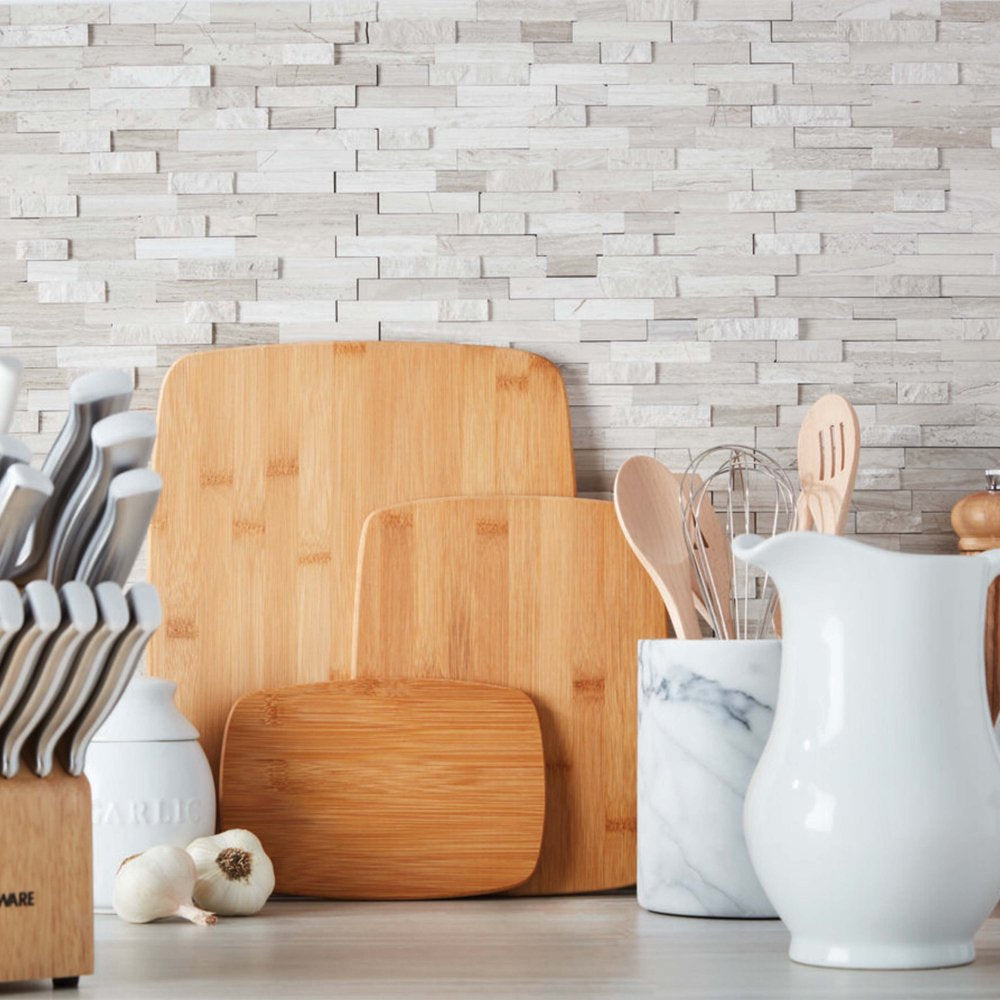  3-Piece Kitchen Cutting Board Set, Reversible Chopping Boards for Meal Prep and Serving, Charcuterie Board Set, Wood Cutting Boards, Assorted Sizes, Bamboo