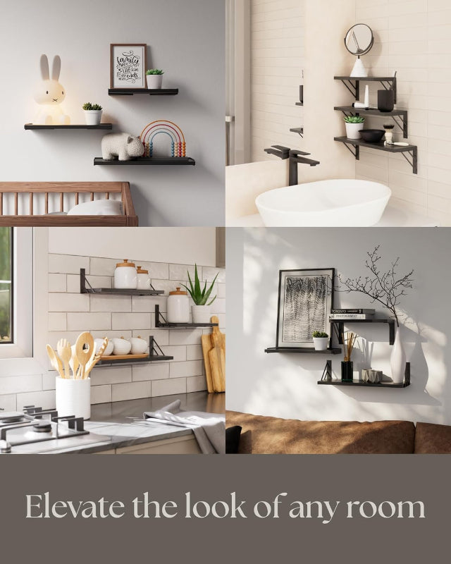 Wall Mounted Floating Shelves for Storage and Decor, Rustic Wood Shelves for Any Room