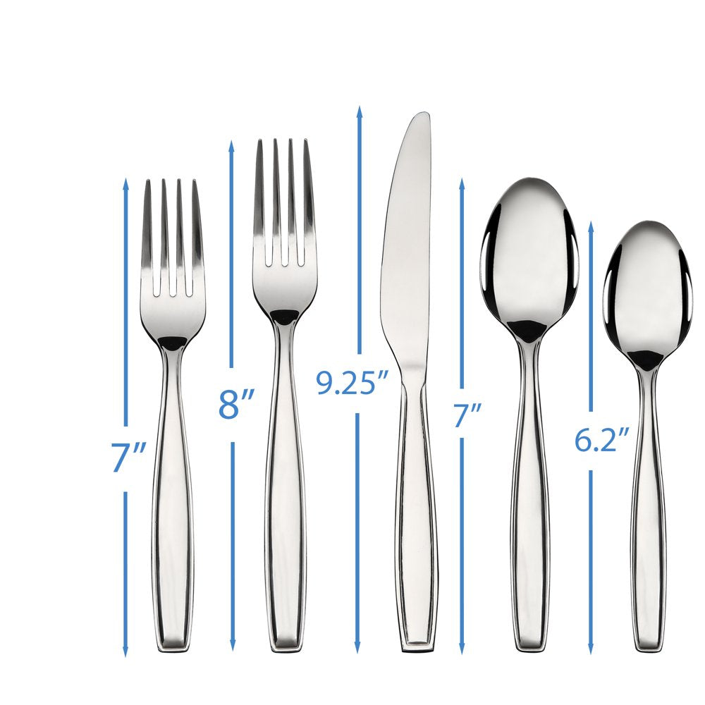 20 Piece Stainless Steel Flatware Set, Silver, Tableware Service for 4