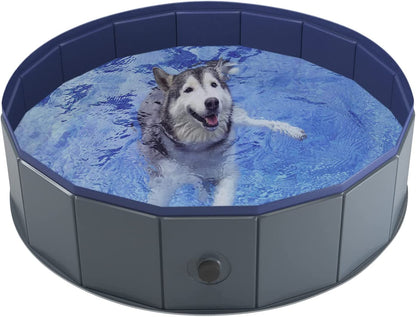  Foldable Dog Pool, Collapsible Hard Plastic Dog Swimming Pool, Portable Bath Tub for Pets Dogs and Cats, Pet Wading Pool for Indoor and Outdoor, 32 x 8 Inches
