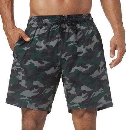  Mens Swim Trunks Quick Dry Board Shorts with Zipper Pockets Bathing Suit