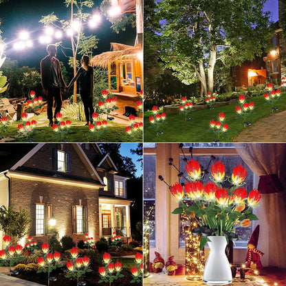 Solar Garden Lights, Newest Version Garland Lily Solar Flower Lights Outdoor Solar Powered Stake Decorative Lights for for Garden, Pathway, Patio, Front Yard Outdoor Decoration