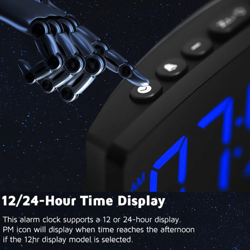 Projection Alarm Clock with 180° Rotatable Projector, 3-Level Brightness, Progressive Volume & USB Charger
