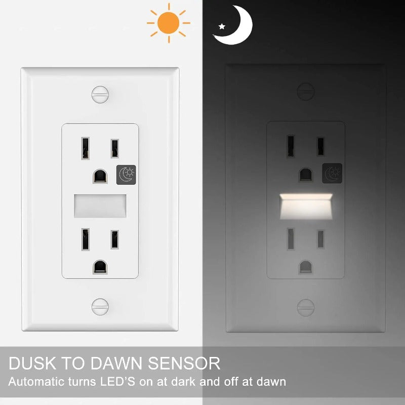 4 Pack LED Night Light Wall Outlet - Easy to Install, Standard Electrical Outlets with Night Lights