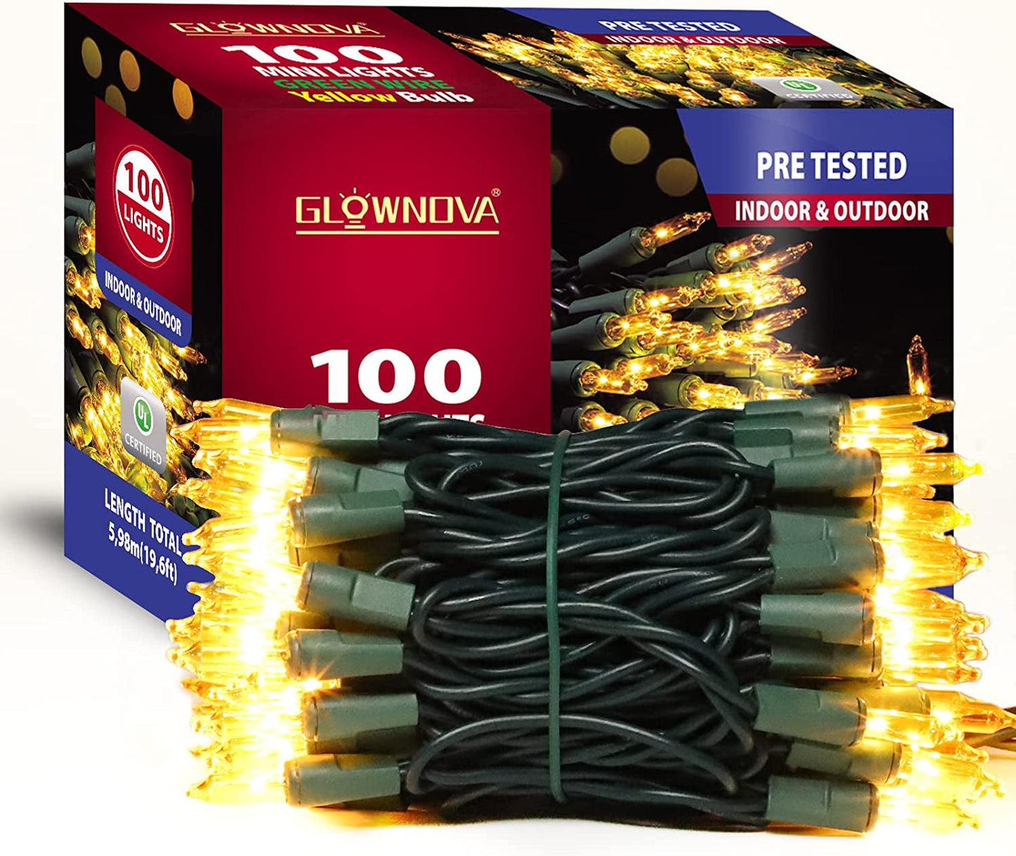  Patriotic String Lights, 100 Count 19.6 FT July 4th Mini White Wire Fairy Lights, 120V UL Certified Connectable Incandescent Independence Day