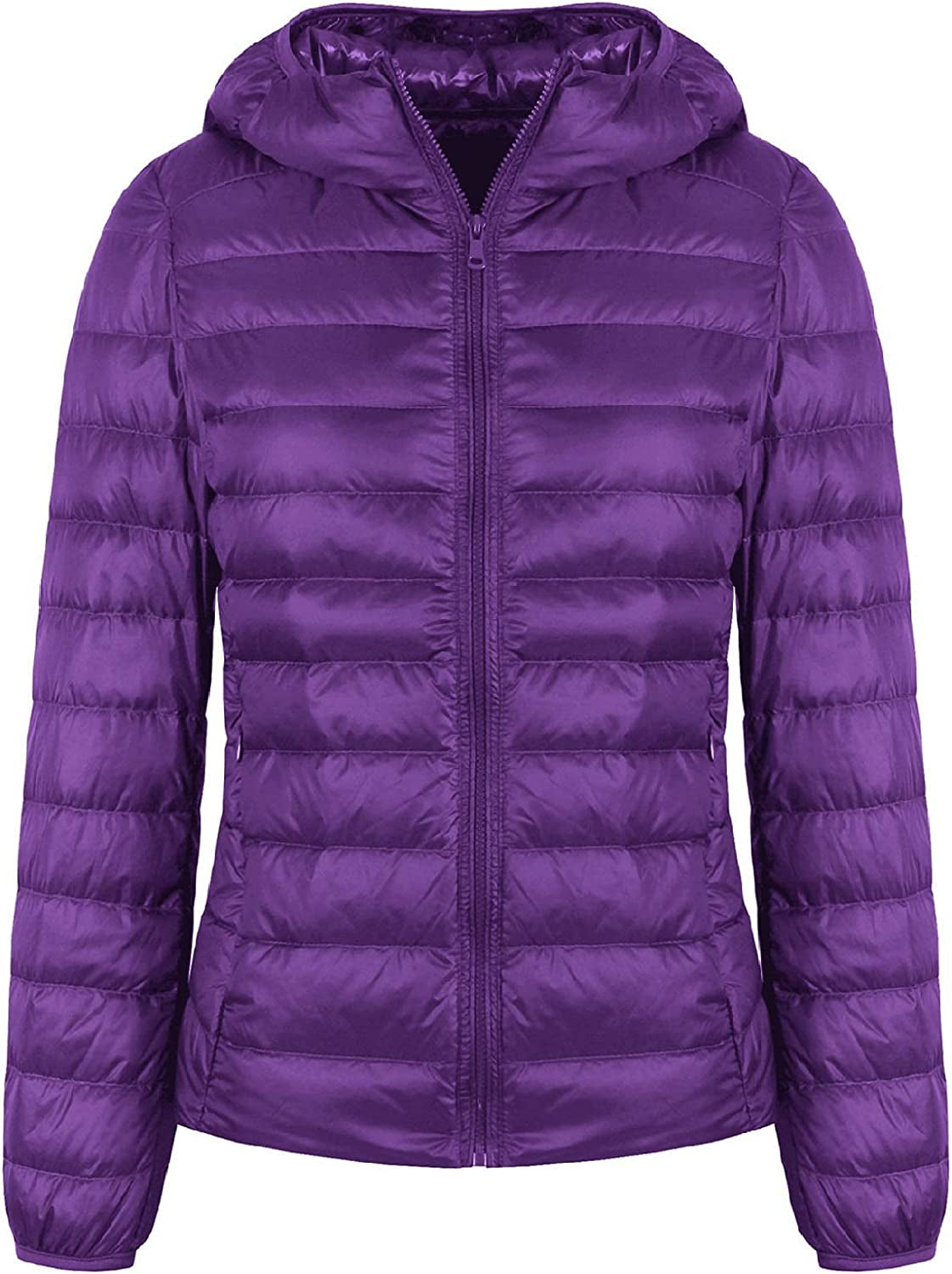  Light Weight Packable Down Coat with Hood and 2 Pockets