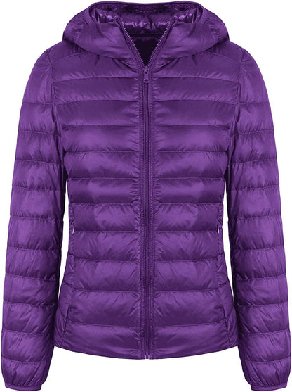 Light Weight Packable Down Coat with Hood and 2 Pockets