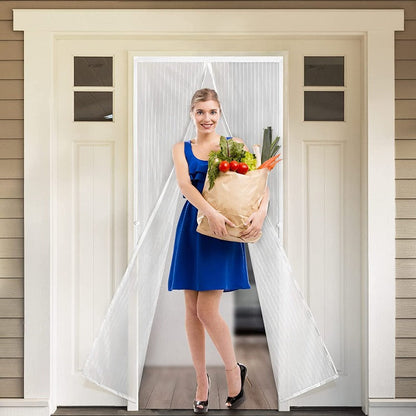 Magnetic Screen Door Heavy-Duty Reinforced Hands-Free Mesh Curtain, Pet-Friendly, Keeps Out Bugs
