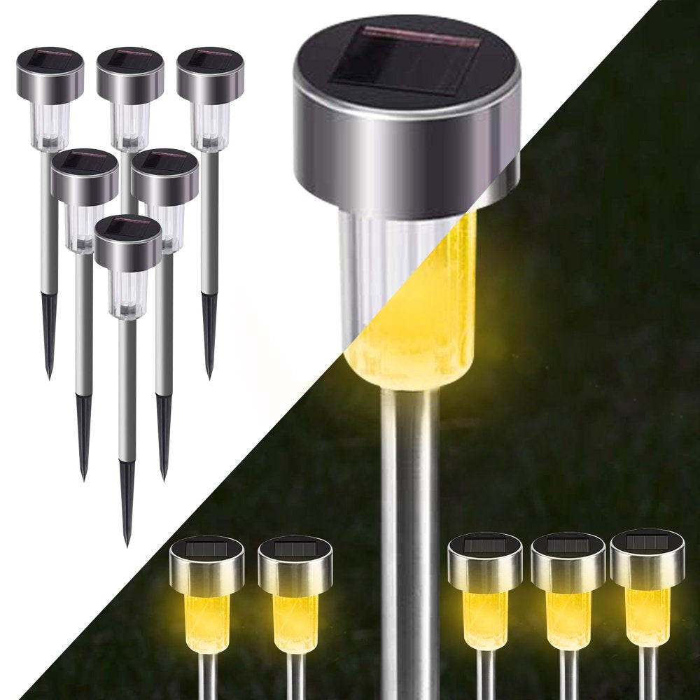 12 Pack Outdoor Solar Lights Solar Landscape Lights, Stainless Steel LED Outdoor Lighting, Waterproof Garden Lights for Walkway, Terrace, Multicolor