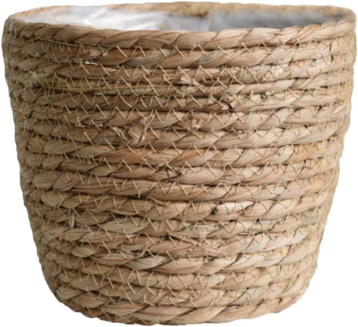  Seagrass Basket Planters, Flower Pots Cover Storage Basket Plant Containers Hand Woven Basket Planter with Plastic Liners Straw Flower Pot for Indoor Outdoor Plant Flower Pots
