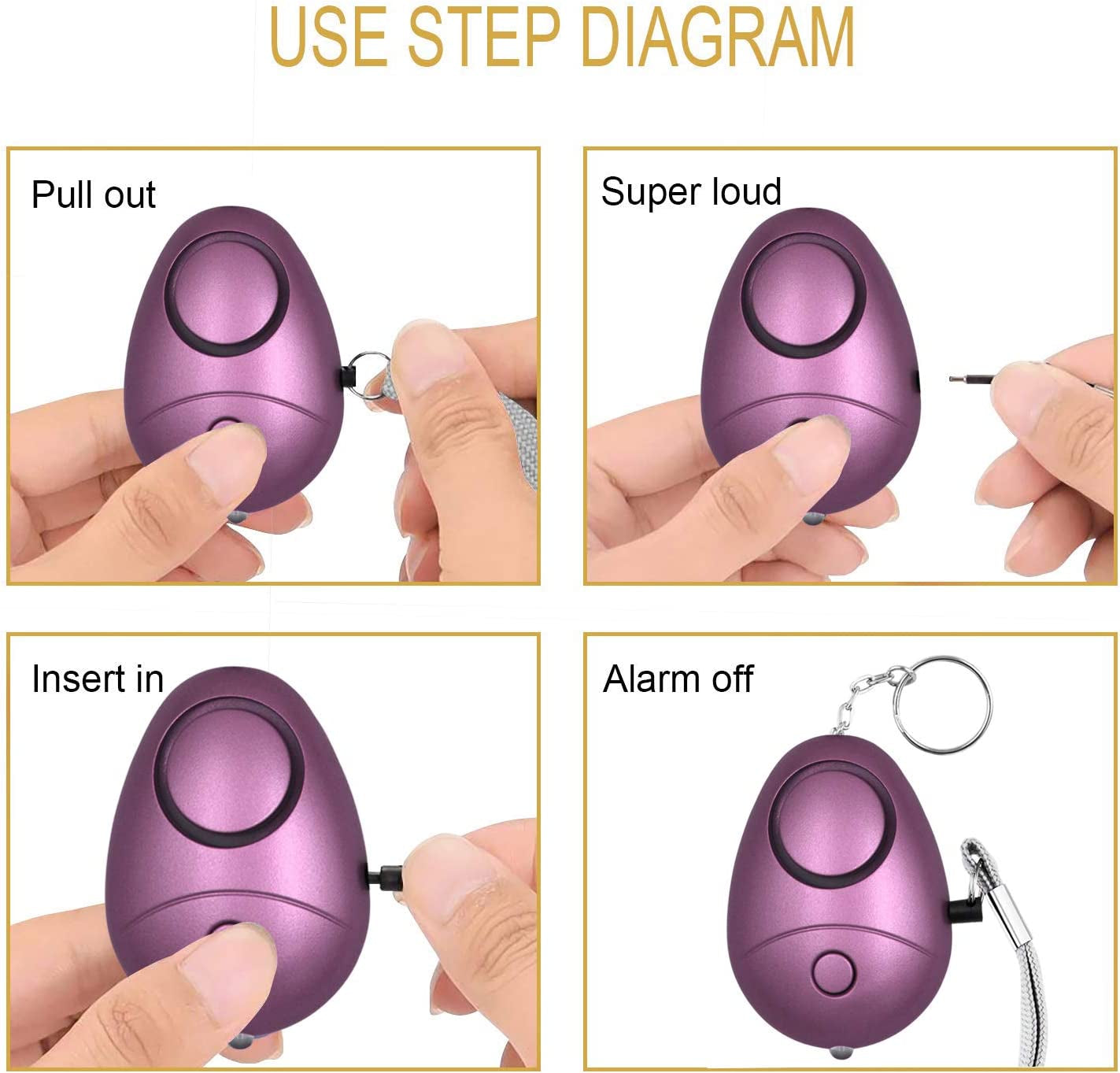  6 Pack 140DB Personal Security Alarm Keychain with LED Lights