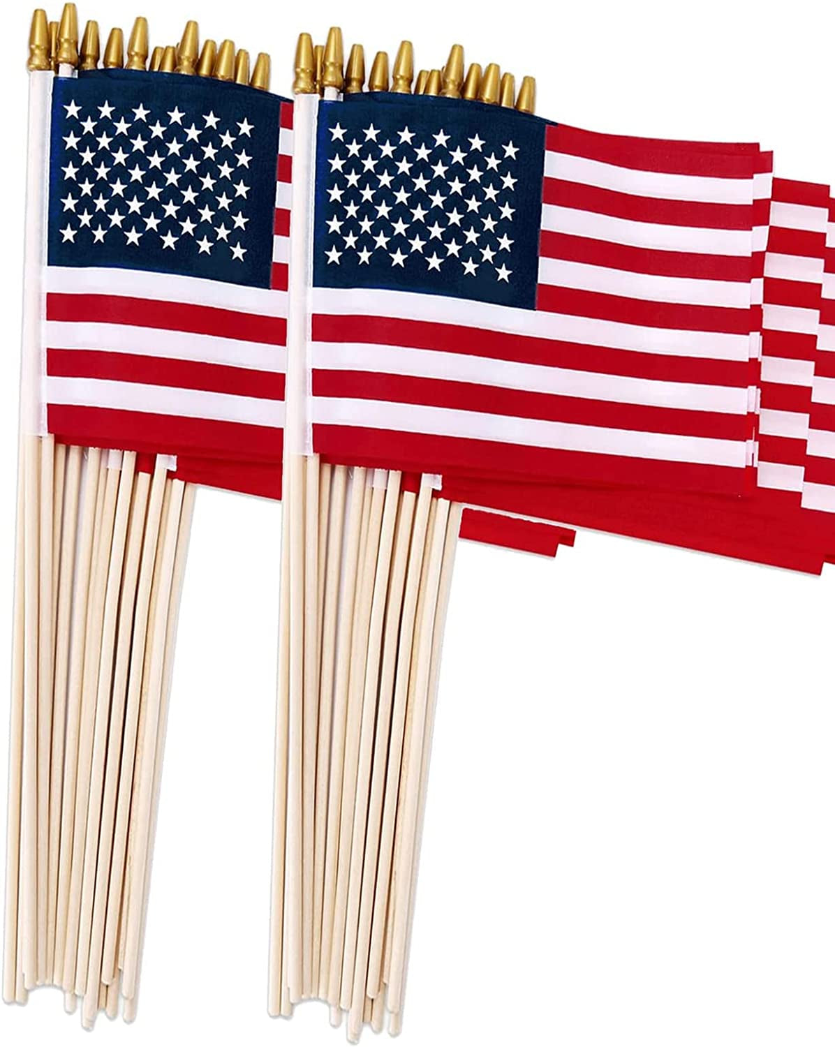  12 Pack Small American Flags on Stick, Small US Flags/Mini American Flag on Stick 4x6 Inch US American Hand Held Stick Flags with Kid-Safe Spear Top