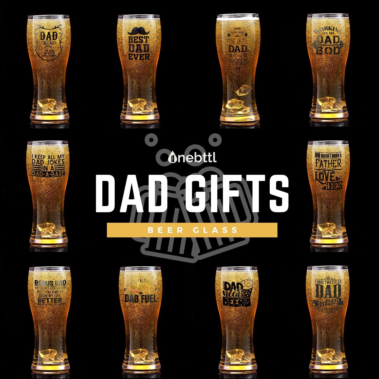 Dad  Beer Glass, Gifts for Dad on Father's Day, Birthday from Daughter, Son, 15oz Pint glass, Beer mug, You are the best dad in the world, Onebttl