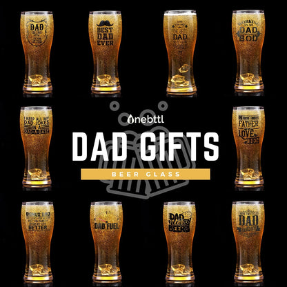 Dad  Beer Glass, Gifts for Dad on Father's Day, Birthday from Daughter, Son, 15oz Pint glass, Beer mug, You are the best dad in the world, Onebttl