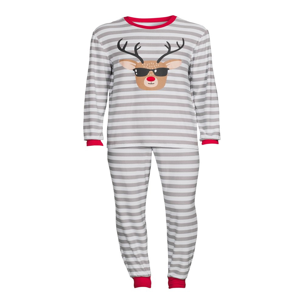  Striped Deer Matching Family Christmas Pajama Set