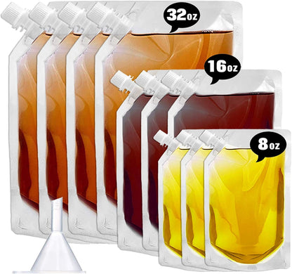 Flasks Set for Liquor Cruise Kit,Rum Runner Plastic Liquor Bags to Sneak Alcohol,Juice Travel Plastic Bags Drink Bags for Travel Outdoor Sports, Concerts, Events（8oz X 10）