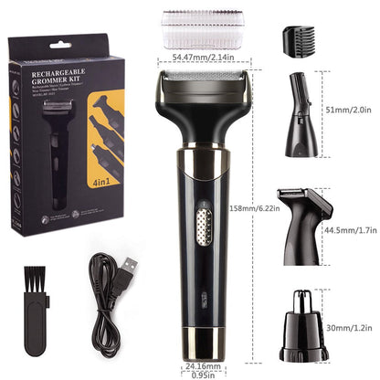 4-in-1 Rechargeable Shaver Waterproof Painless Epilator Nose Hair Removal,  Facial, Body, Bikini, Eyebrow, Beard, Sideburn, Mustache,Trimmer 