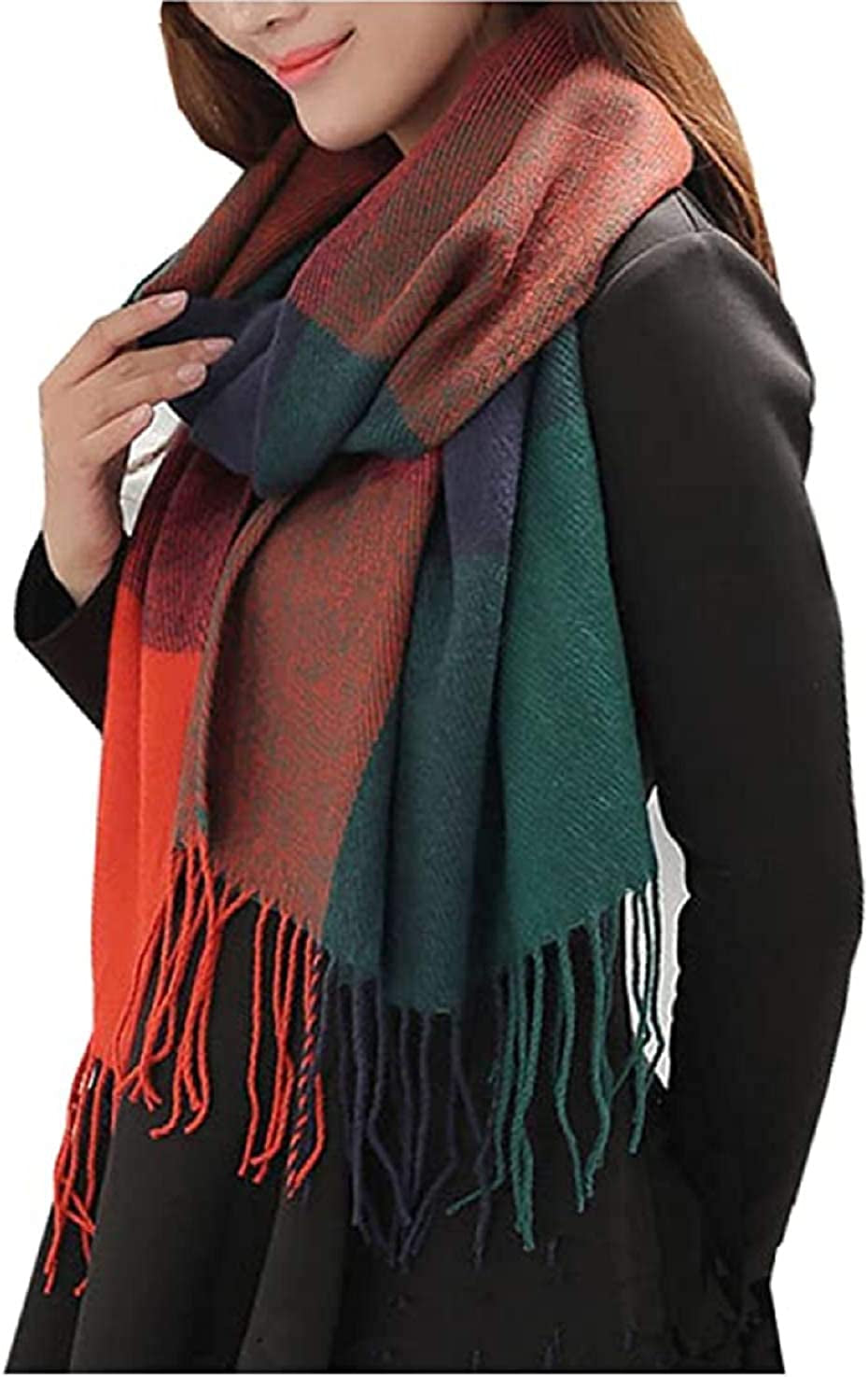 Women's Plaid Warm Shawl Scarf 