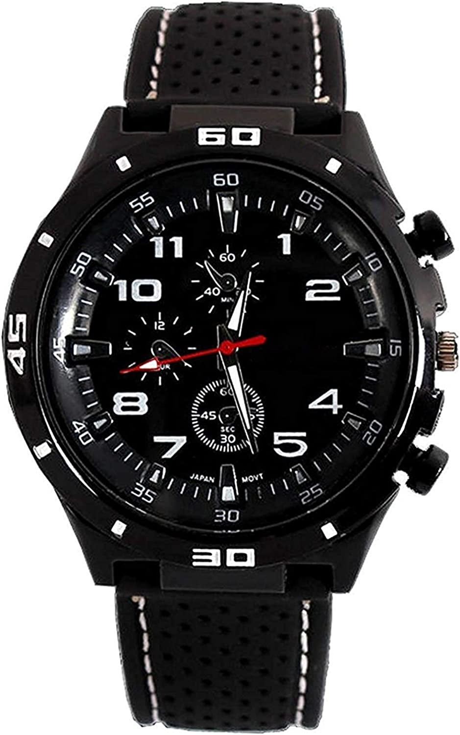 Men's GT Racer Sport Watch Military Pilot Aviator Army Style Black Silicone Mens Watch