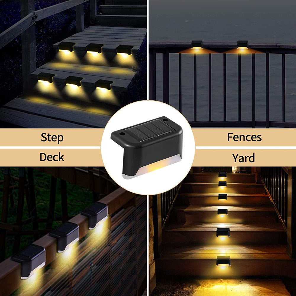 Solar Deck Lights Outdoor, 8 Pack Solar Step Lights Waterproof LED Solar Lights for Outdoor Decks, Railing,Stairs, Step, Fence, Yard, and Patio Christmas Decoration Lights(Warm White)