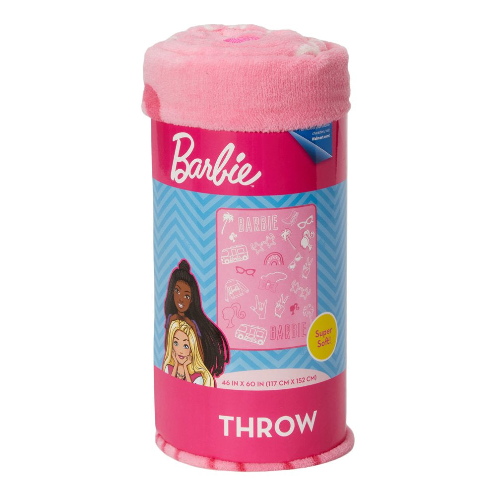 Barbie Kids Fleece Throw, 46"X60", Pink