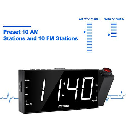 Projection Alarm Clock with USB Charging Port