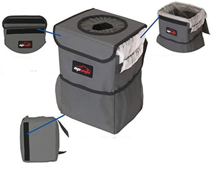 Waterproof Vehicle Trash Can with Lid and Storage