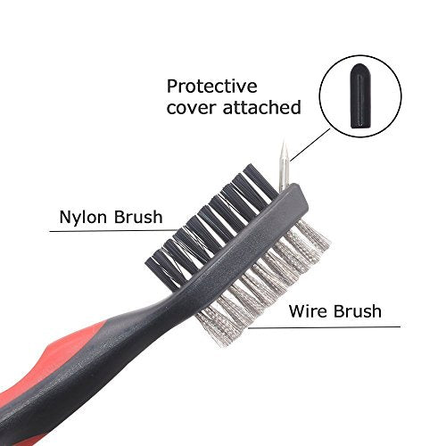 2 Pack: Lightweight Retractable Golf Club Brush with Aluminum Zip-Line Carabiner