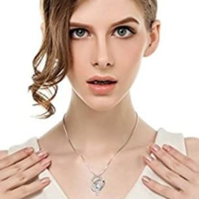 CZ Crystal I Love You To The Moon And Back Pendant Necklace
