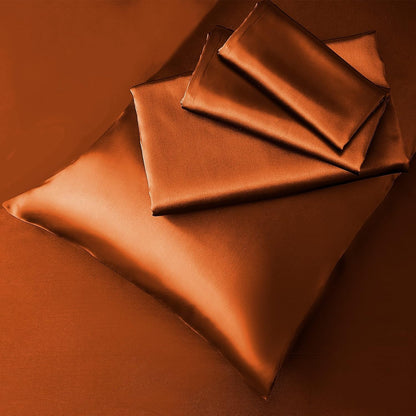 Soft Silky Satin Sheets Set, Luxury Bedding Sheet Set(1 Satin Fitted Sheet, 1 Satin Flat Sheet, 2 Satin Pillow Cases(Twin/1Pillow Case)