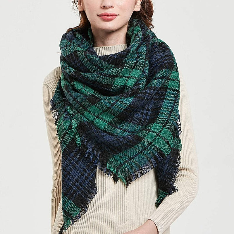 Women's Warm Square Plaid Scarf