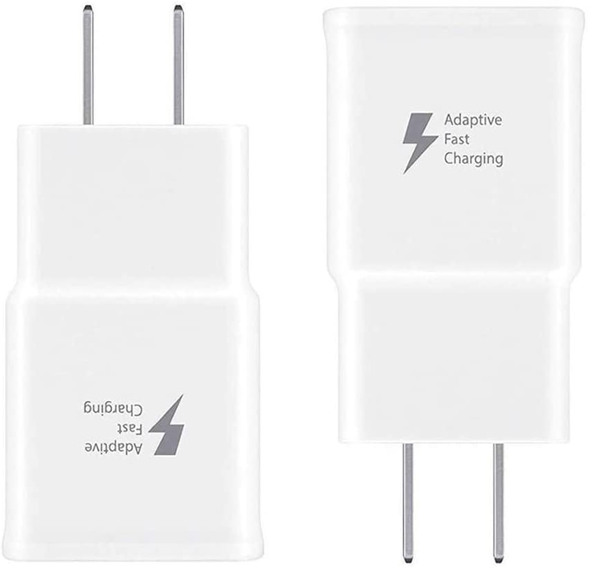 Samsung Adaptive Fast Charging Adapter Quick Charge Charging Block Wall Charger Plug Compatible with Samsung Galaxy S6/S7/S8/S8+/S9/S10+/Edge/Note8/Note9(2 Pack) (White)